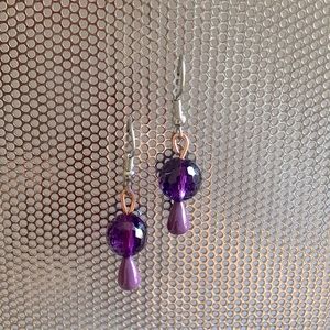Handmade brand new purple drop earrings